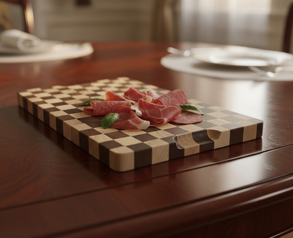 Acacia wood checker cutting board
