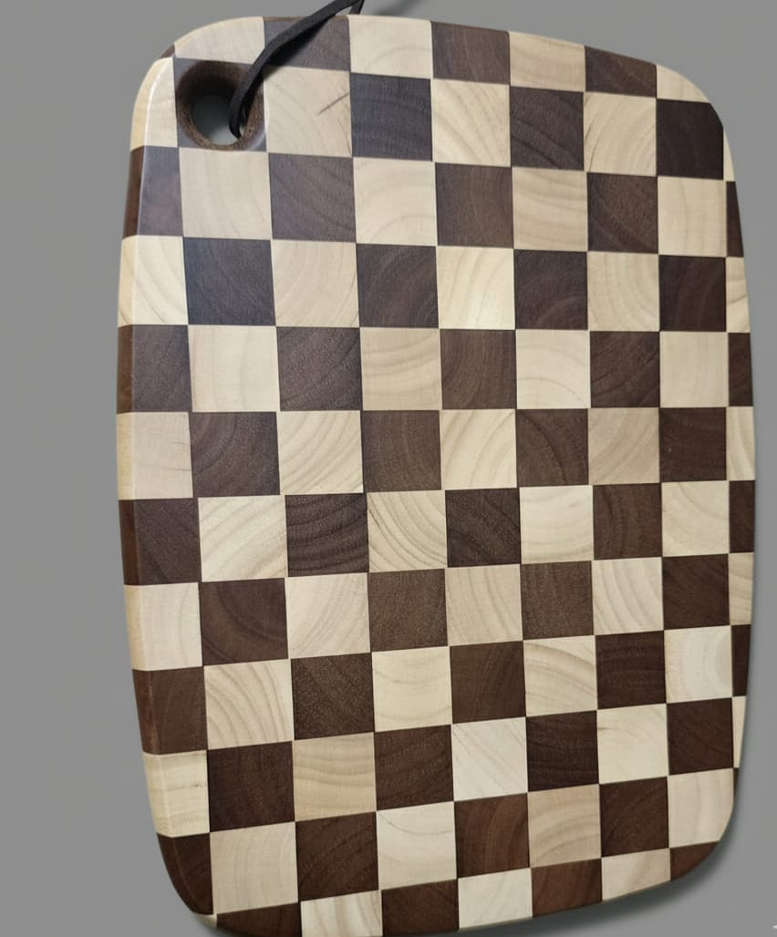 Wood checker board cutting