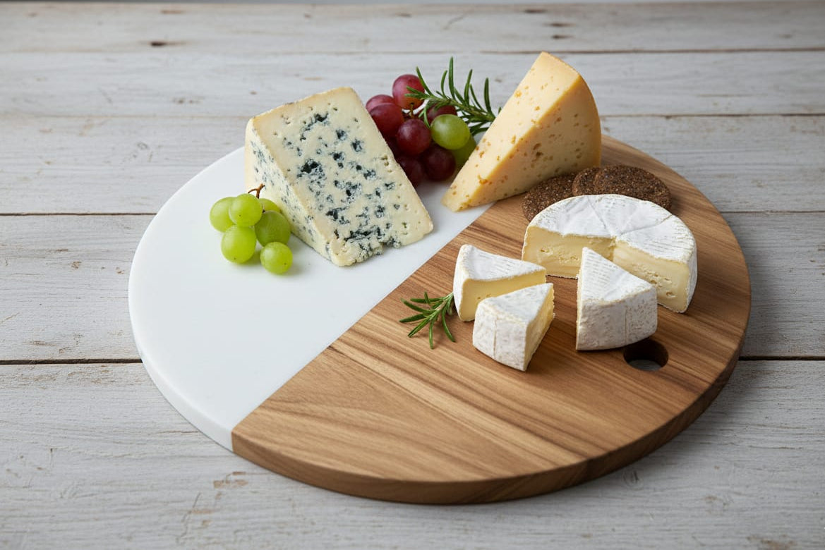 Marble wood Acacia serving board